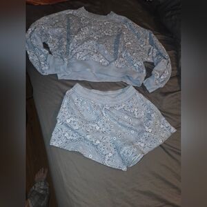 Aerie Paisley Blue Sweatshirt Set